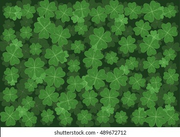 Fondo con trébol con cuatro hojas como símbolo de suerte. La decoración de trébol como símbolo de la celebración religiosa y cultural irlandesa - Día de San Patricio.