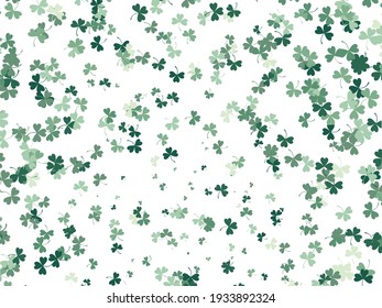 Background with clover leaves of different shades of green. A pattern for St. Patrick's Day. Vector graphics
