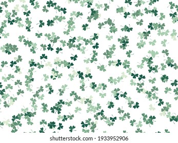 Hintergrund mit Kleeblatten verschiedener Grüntöne. Ein Muster für den St. Patrick's Day. Vektorgrafik