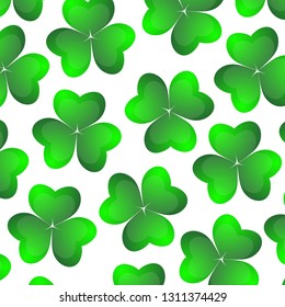 Background of clover on a white background for the holiday of St. Patrick s Day