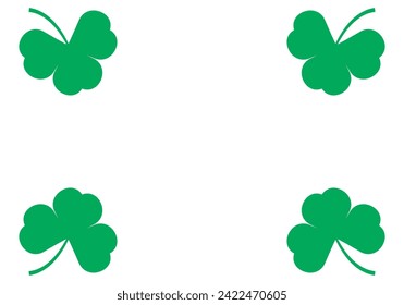 Background of clovers as a frame on white background.