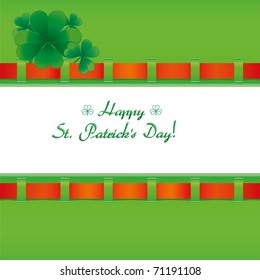 Background with clovers for St.Patrick`s day with one happy clover, vector illustration
