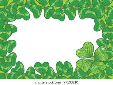 Background with clovers for St.Patrick`s day, vector illustration. one Happy Four-leafed clover
