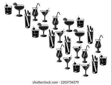 Background with cocktails in glass. Alcoholic drink for party.