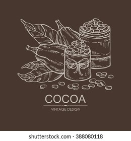 Background with cocoa , hand drawn
