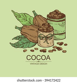 Background with cocoa , hand drawn