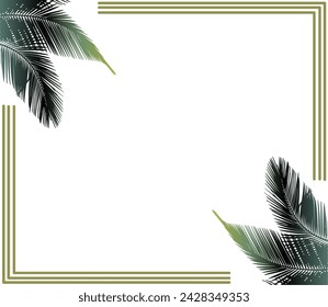 fondo con decoración de hoja de coco en las esquinas y líneas