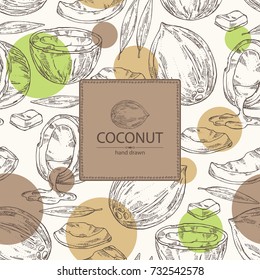 Background with coconut. Vector hand drawn illustration.