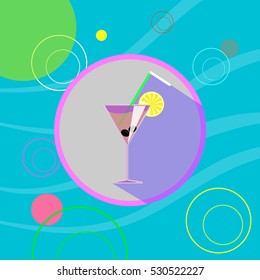 Background with coctail & bubbles ,flat design