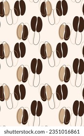 background with coffe beans, semless pattern, organic fabric, texture