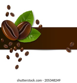 background of coffee beans with leaves