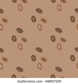 Background with coffee beans on beige background. Vector. Seamless pattern. Suitable for packing, Wallpaper, fabric.