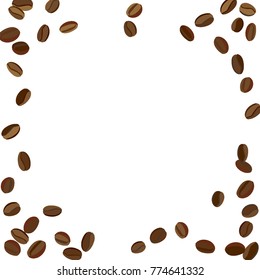 Background with Coffee Beans for Print, Poster, Card. Fresh morning Pattern for Cafe or Coffee House Decoration. Simple Rough Motif. 