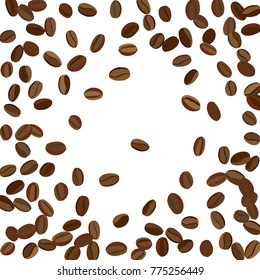 Background with Coffee Beans for Print, Poster, Card. Fresh morning Pattern for Cafe or Coffee House Decoration. Simple Scribble Texture. Vector Frame
