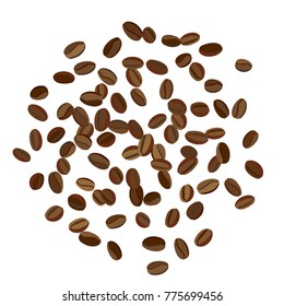 Background with Coffee Beans for Print, Poster, Card. Fresh morning Pattern for Cafe or Coffee House Decoration. Simple Scribble Motif. Vector Frame