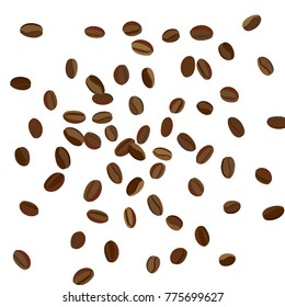 Background with Coffee Beans for Print, Poster, Card. Fresh morning Pattern for Cafe or Coffee House Decoration. Simple Scribble Motif. Vector