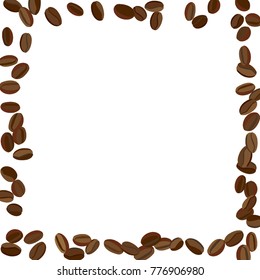 Background with Coffee Beans for Print, Poster, Card. Fresh morning Pattern for Cafe or Coffee House Decoration. Simple Scribble Texture. Vector Frame