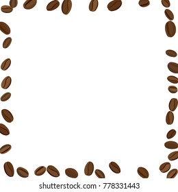 Background with Coffee Beans for Print, Poster, Card. Fresh morning Pattern for Cafe or Coffee House Decoration. Simple Scribble Texture. Vector Frame