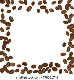 Background with Coffee Beans for Print, Poster, Card. Fresh morning Pattern for Cafe or Coffee House Decoration. Simple Scribble Texture. Vector Frame