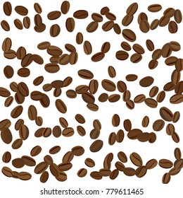 Background with Coffee Beans for Print, Poster, Card. Fresh morning Pattern for Cafe or Coffee House Decoration. Simple Rough Motif. Vector