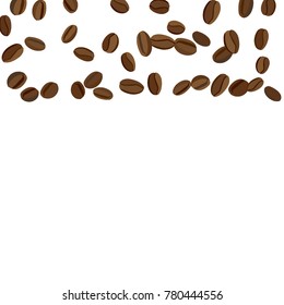 Background with Coffee Beans for Print, Poster, Card. Fresh morning Pattern for Cafe or Coffee House Decoration. Simple Scribble Motif. Vector Frame