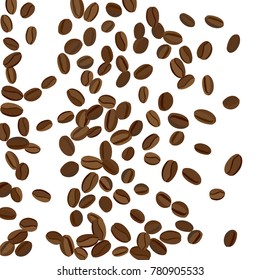 Background with Coffee Beans for Print, Poster, Card. Fresh morning Pattern for Cafe or Coffee House Decoration. Simple Rough Texture. Vector Frame