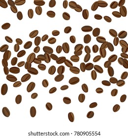 Background with Coffee Beans for Print, Poster, Card. Fresh morning Pattern for Cafe or Coffee House Decoration. Simple Scribble Texture. Vector Frame