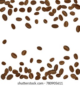 Background with Coffee Beans for Print, Poster, Card. Fresh morning Pattern for Cafe or Coffee House Decoration. Simple Scribble Motif. Vector