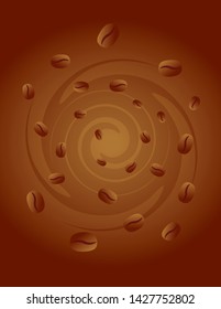 
Background with coffee beans whirl.
Illustration of coffee beans maelstrom on brown Background. Vector available.
