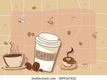 
The background of the coffee cup and the cut lines in the background.