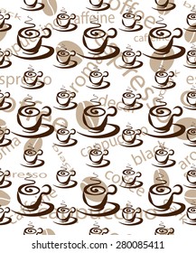 background with coffee cups, seamless vector