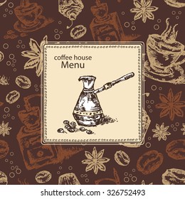 Background  with coffee , hand drawn 