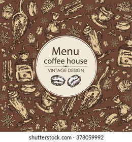 Background with coffee , hand drawn