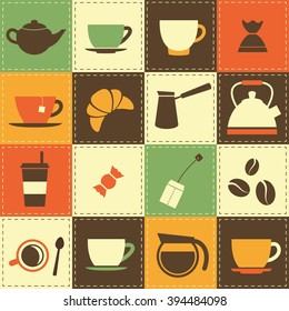 background with coffee and tea cup icons