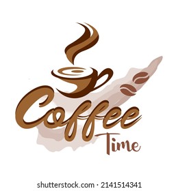 Background coffee time.Conceptual quote about the pleasure of drinking coffee
