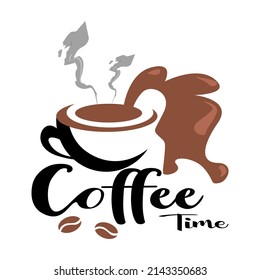 Background coffee time.Conceptual quote about the pleasure of drinking coffee