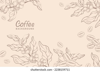 background coffee coffee tree with fruits and grains coffee leaves