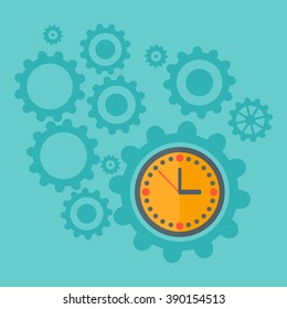 Background of cogwheels and clock mechanism.