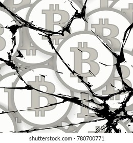 Background from coins bitcoin cracked