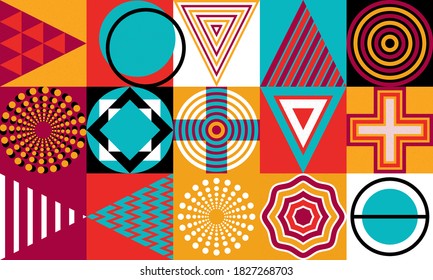Fondo recolectado a partir de formas geométricas en un simple adorno plano.