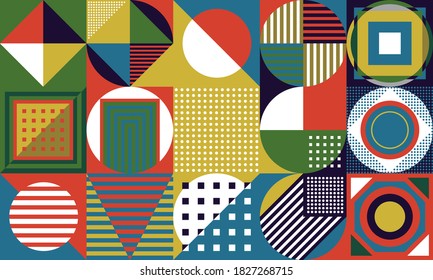 Background collected from geometric shapes in a simple flat ornament.