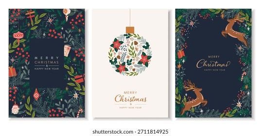 Colección de antecedentes para las Navidades. Diseño plano. Ilustración vectorial.