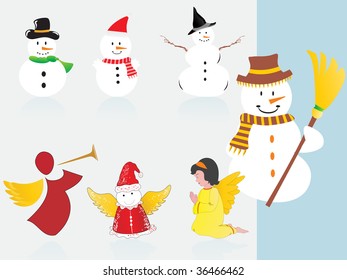 background with collection of christmas icons