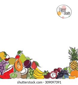 background Collection Fruits icons vector design