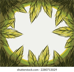 The background is a collection of green leaves on the side