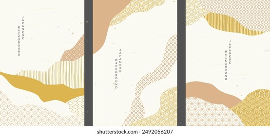 Colección de fondo con patrones japoneses y Formas abstractas.