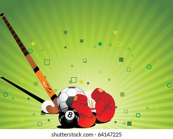 fondo con colección de objetos deportivos