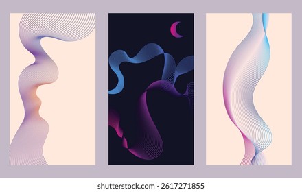 background collections with wavy lines elements - social media template