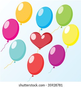 Background with color balloon and heart