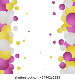 Hintergrund mit Farbkugeln. 3D-runde Kugeln. Geometrische Design-Elemente kreisen Kugelmuster. Fliegende Formen im leeren Raum. Design für Poster, Banner, Plakat. Vektorillustration